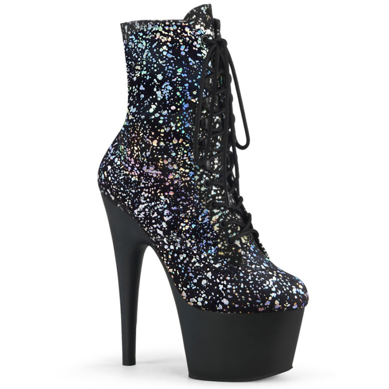Pleaser ADORE-1020SPLAT Black Velvet Silver Hologram Pleaser ADORE-1020SPLAT Black Velvet Silver Hologram