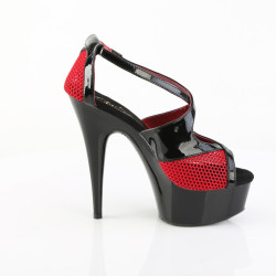 Pleaser DELIGHT-652-1 Black Patent Red Fishnet Sale