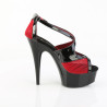 Pleaser DELIGHT-652-1 Black Patent Red Fishnet Sale