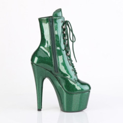 Pleaser ADORE-1020GP Green Glitter Patent Ankle Boots