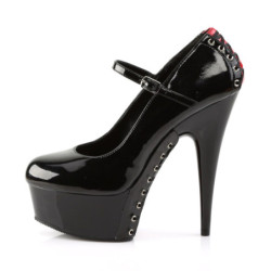 Pleaser DELIGHT-687FH Black-Red Platform Heeled Pumps