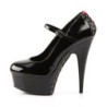 Pleaser DELIGHT-687FH Black-Red Platform Heeled Pumps