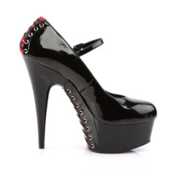Pleaser DELIGHT-687FH Black-Red Platform Heeled Pumps
