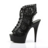 Pleaser DELIGHT-696LC Black Mesh Lace Ankle Boots