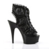 Pleaser DELIGHT-696LC Black Mesh Lace Ankle Boots