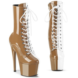 Pleaser ADORE-1040TT Taupe White Patent Sale Women