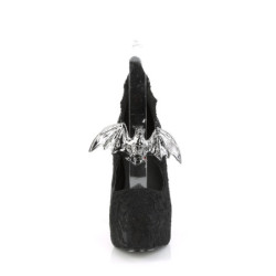 Demonia DEMON-18 Black Satin Chunky Platform Pumps