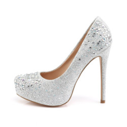 Fabulicious DESTINY-06R Silver Glitter Platform Pumps