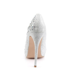 Fabulicious DESTINY-06R Silver Glitter Platform Pumps