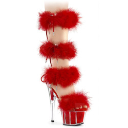 Pleaser ADORE-728F Transparent Red Fur Sale Women