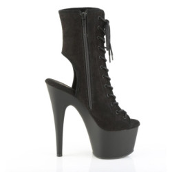 Pleaser ADORE-1016 Black Vegan Suede Heeled Ankle Boots