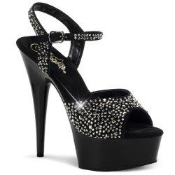 Pleaser DELIGHT-609RS Black Suede Pewter Strass Sale