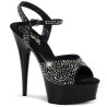 Pleaser DELIGHT-609RS Black Suede Pewter Strass Sale