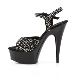 Pleaser DELIGHT-609RS Black Suede Pewter Strass Sale