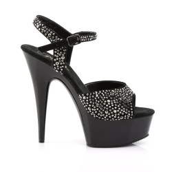 Pleaser DELIGHT-609RS Black Suede Pewter Strass Sale