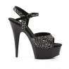 Pleaser DELIGHT-609RS Black Suede Pewter Strass Sale