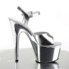 Pleaser ADORE-709 Silver Metallic High Heels Sandals