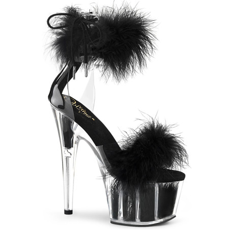 Pleaser ADORE-724F Black Feathers Platform High Heels