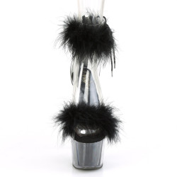 Pleaser ADORE-724F Black Feathers Platform High Heels