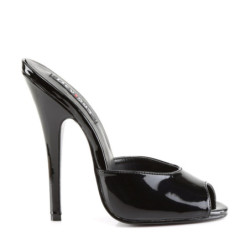 Devious DOMINA-101 Black Patent High Heeled Mules