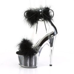 Pleaser ADORE-724F Black Feathers Platform High Heels