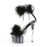 Pleaser ADORE-724F Black Feathers Platform High Heels