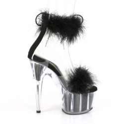 Pleaser ADORE-724F Black Feathers Platform High Heels