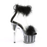 Pleaser ADORE-724F Black Feathers Platform High Heels