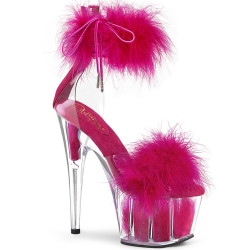 Pleaser ADORE-724F Pink Feathers Platform High Heels