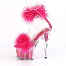 Pleaser ADORE-724F Pink Feathers Platform High Heels