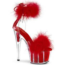 Pleaser ADORE-724F Red Feathers Platform High Heels