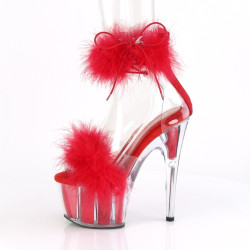 Pleaser ADORE-724F Red Feathers Platform High Heels