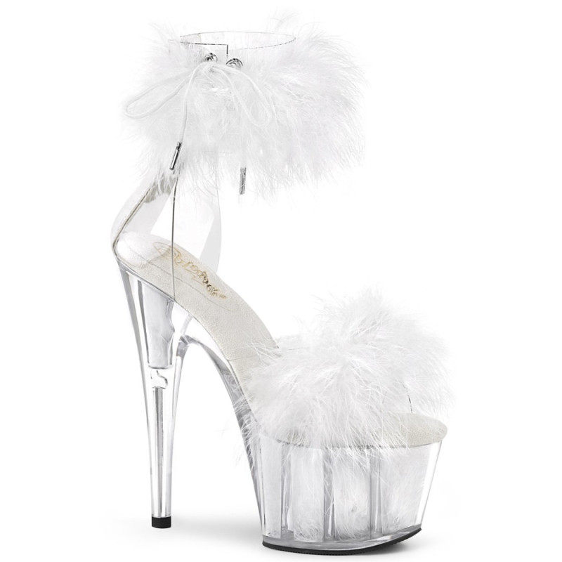 Pleaser ADORE-724F T White Feathers Platform High Heels