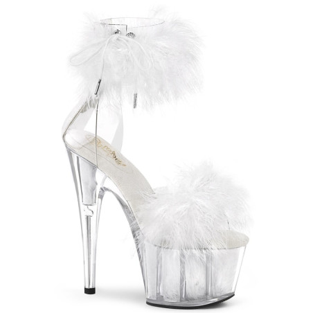 Pleaser ADORE-724F T White Feathers Platform High Heels