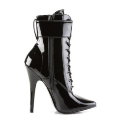 Devious DOMINA-1023 Black Patent Ankle High Boots Women