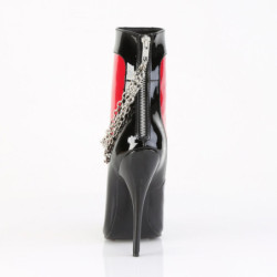 Devious DOMINA-1033 Black-Red Patent Heeled Ankle Boots