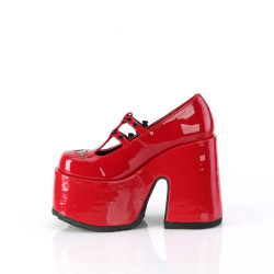 Demonia CAMEL-55 Red Patent T-Strap Chunky Shoes