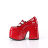 Demonia CAMEL-55 Red Patent T-Strap Chunky Shoes