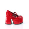 Demonia CAMEL-55 Red Patent T-Strap Chunky Shoes