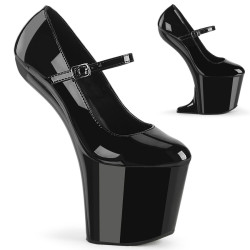 Pleaser CRAZE-880 Black Heelless Pony Platform Pumps