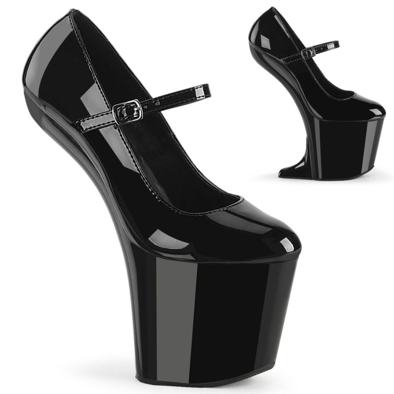 Pleaser CRAZE-880 Black Heelless Pony Platform Pumps Pleaser CRAZE-880 Black Heelless Pony Platform Pumps
