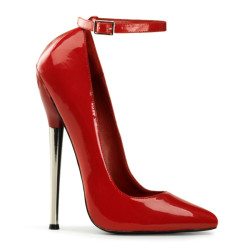 Devious DAGGER-12 Red Metal Heeled Pointed Toe Pumps
