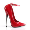 Devious DAGGER-12 Red Metal Heeled Pointed Toe Pumps