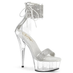 Pleaser DELIGHT-627RS Silver Ankle Cuff High Heels Shoes