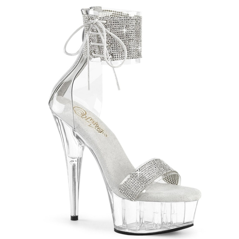 Pleaser DELIGHT-627RS Silver Ankle Cuff High Heels Shoes Pleaser DELIGHT-627RS Silver Ankle Cuff High Heels Shoes