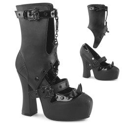 Demonia DEMON-13 Black Vegan Chunky Platform Pumps