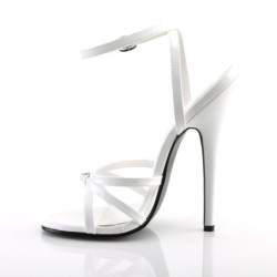 Devious DOMINA-108 White Stiletto Heeled Strappy Sandal