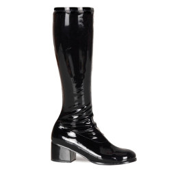 Funtasma RETRO-300 Black Patent Chunky Heel 70s Boots