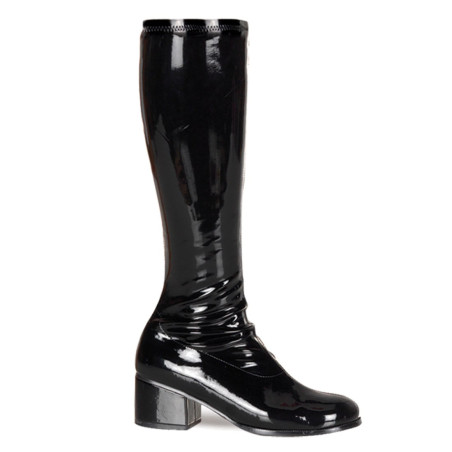 Funtasma RETRO-300 Black Patent Chunky Heel 70s Boots