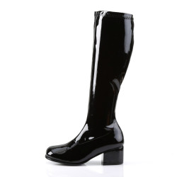 Funtasma RETRO-300 Black Patent Chunky Heel 70s Boots